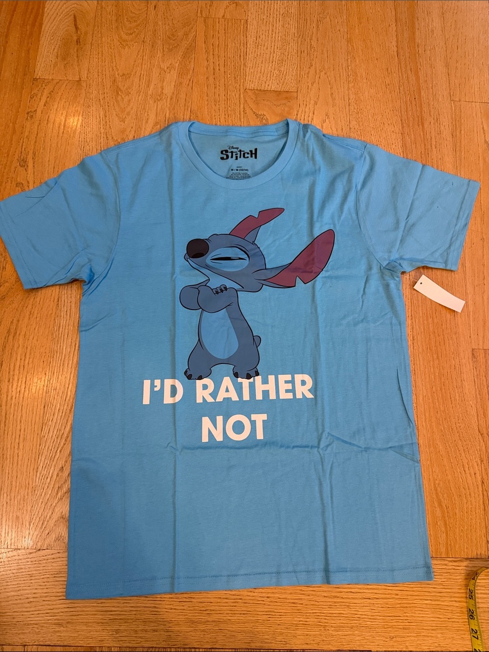 Disney Light Blue Lilo & Stitch Graphic Tee with White Text